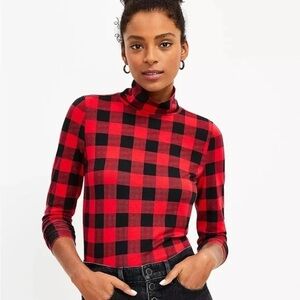 LOFT | Buffalo Plaid Long Sleeve Turtleneck Red/Black Various Sizes Available